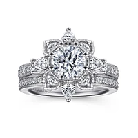 Gabriel & Co 6.5 Engagement Ring 14K White Gold Floral Nouveau ER15783R4W44JJ