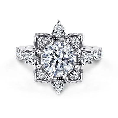 Gabriel & Co 8 Engagement Ring 14K White Gold Floral Nouveau ER15783R8W44JJ