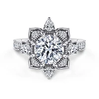 Gabriel & Co 8 Engagement Ring 14K White Gold Floral Nouveau ER15783R8W44JJ