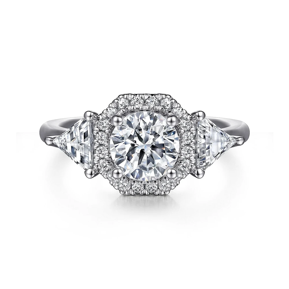 Gabriel & Co 6.5 Engagement Ring 14K White Gold Art Deco ER15792R4W44JJ