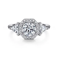 Gabriel & Co 6.5 Engagement Ring 14K White Gold Art Deco ER15792R4W44JJ