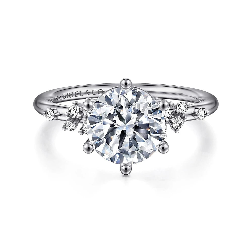 Gabriel & Co 8 Engagement Ring 14K White Gold Starlight ER15973R8W44JJ