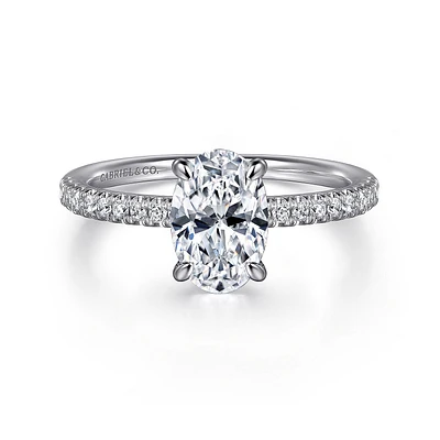 Gabriel & Co 9.0X6.0 Engagement Ring 14K White Gold Classic ER16058O6W44JJ