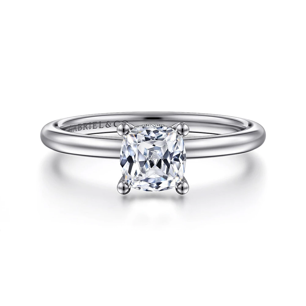 Gabriel & Co 5.5x5.5 Engagement Ring 14K White Gold Classic ER16117C4W44JJ