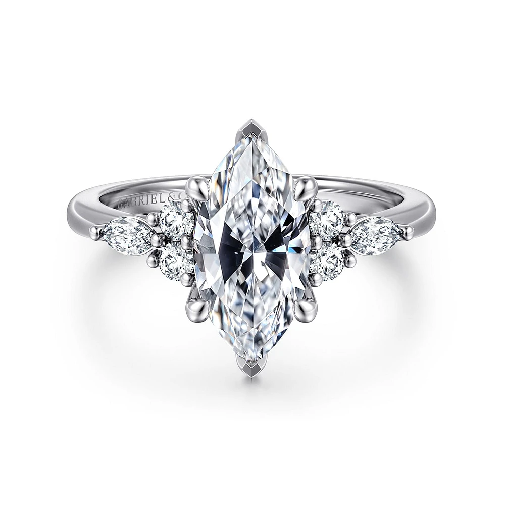 Gabriel & Co 12X6 Engagement Ring 14K White Gold Contemporary ER16125M6W44JJ
