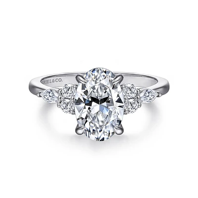 Gabriel & Co 10.5X7 Engagement Ring 14K White Gold Contemporary ER16125O8W44JJ
