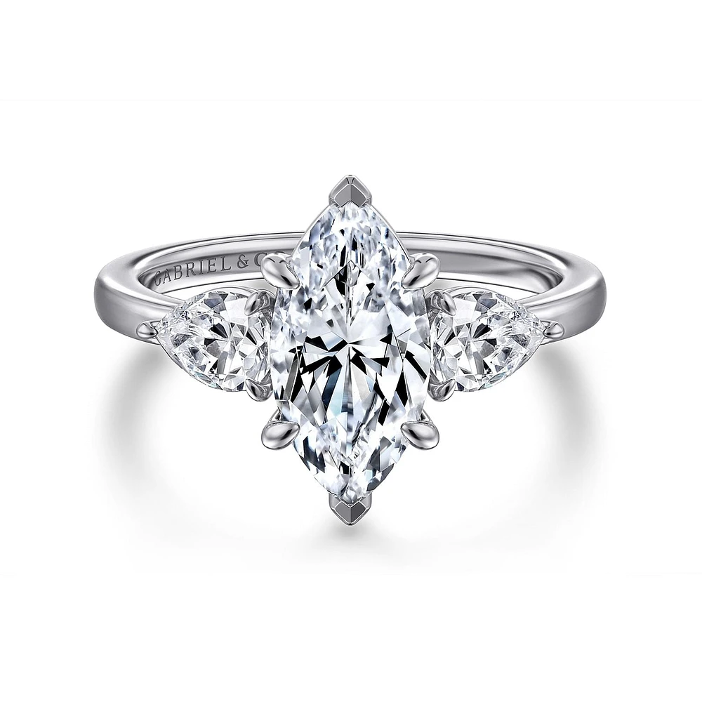 Gabriel & Co 12X6 Engagement Ring 14K White Gold Contemporary ER16135M6W44JJ