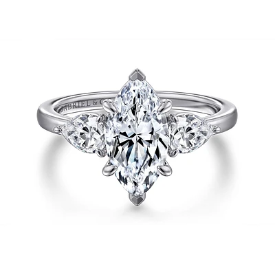Gabriel & Co 12X6 Engagement Ring 14K White Gold Contemporary ER16135M6W44JJ