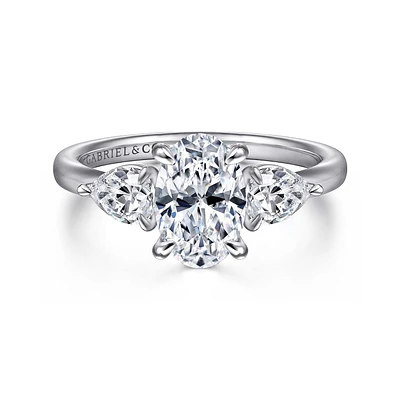 Gabriel & Co 9X6 Engagement Ring 14K White Gold Contemporary ER16135O6W44JJ