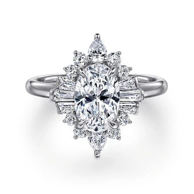 Gabriel & Co 9.0X6.0 Engagement Ring 14K White Gold Starlight ER16185O6W44JJ