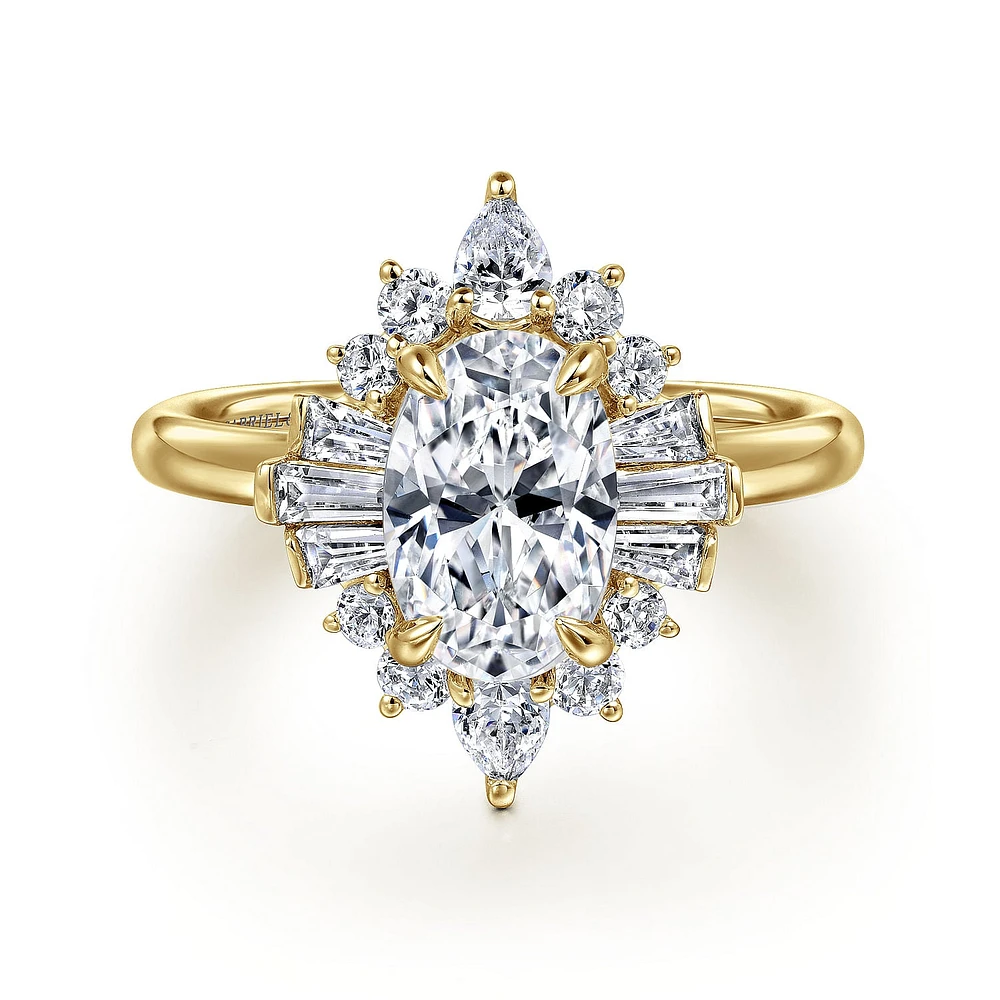 Gabriel & Co 9.0X6.0 Engagement Ring 14K Yellow Gold Starlight ER16185O6Y44JJ