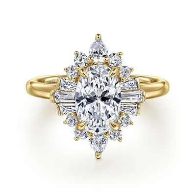 Gabriel & Co 9.0X6.0 Engagement Ring 14K Yellow Gold Starlight ER16185O6Y44JJ