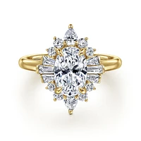 Gabriel & Co 9.0X6.0 Engagement Ring 14K Yellow Gold Starlight ER16185O6Y44JJ