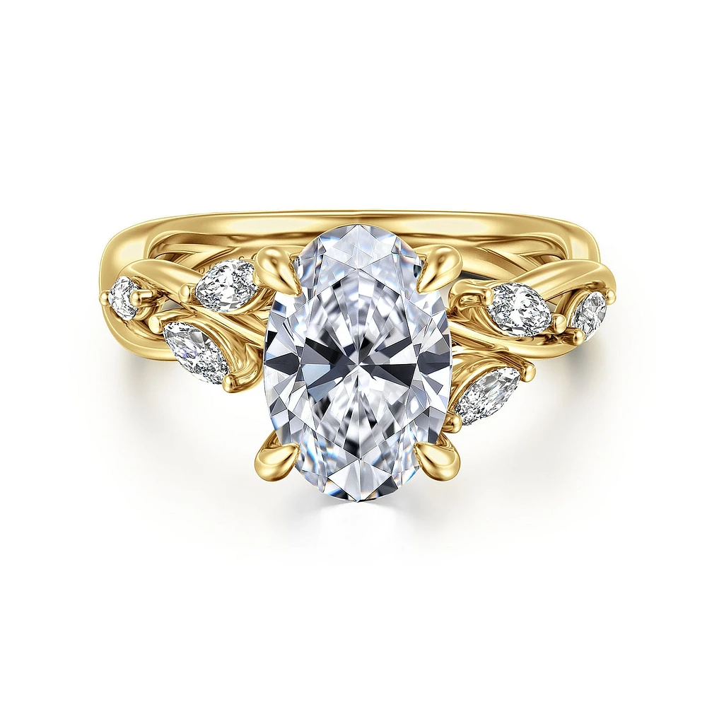 Gabriel & Co 10.5X7.0 Engagement Ring 14K Yellow Gold Floral Nouveau ER16195O8Y43JJ