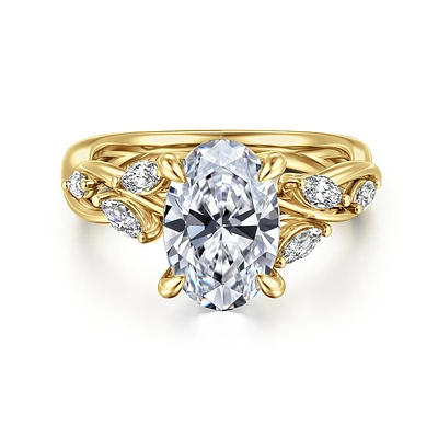 Gabriel & Co 10.5X7.0 Engagement Ring 14K Yellow Gold Floral Nouveau ER16195O8Y43JJ