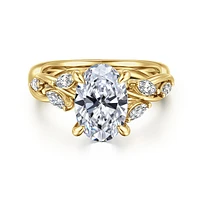 Gabriel & Co 10.5X7.0 Engagement Ring 14K Yellow Gold Floral Nouveau ER16195O8Y43JJ