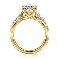 Gabriel & Co 10.5X7.0 Engagement Ring 14K Yellow Gold Floral Nouveau ER16195O8Y43JJ
