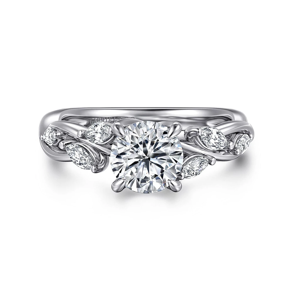 Gabriel & Co 6.5 Engagement Ring 14K White Gold Floral Nouveau ER16195R4W43JJ