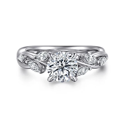 Gabriel & Co 6.5 Engagement Ring 14K White Gold Floral Nouveau ER16195R4W43JJ