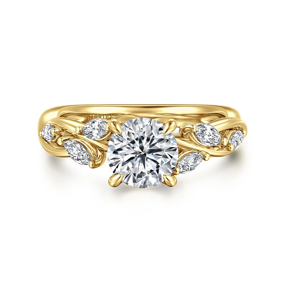Gabriel & Co 6.5 Engagement Ring 14K Yellow Gold Floral Nouveau ER16195R4Y43JJ
