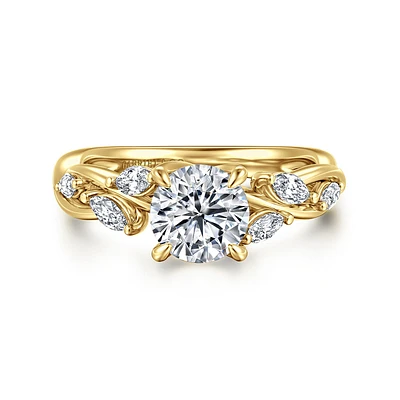 Gabriel & Co 6.5 Engagement Ring 14K Yellow Gold Floral Nouveau ER16195R4Y43JJ