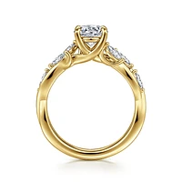 Gabriel & Co 6.5 Engagement Ring 14K Yellow Gold Floral Nouveau ER16195R4Y43JJ