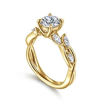 Gabriel & Co 6.5 Engagement Ring 14K Yellow Gold Floral Nouveau ER16195R4Y43JJ