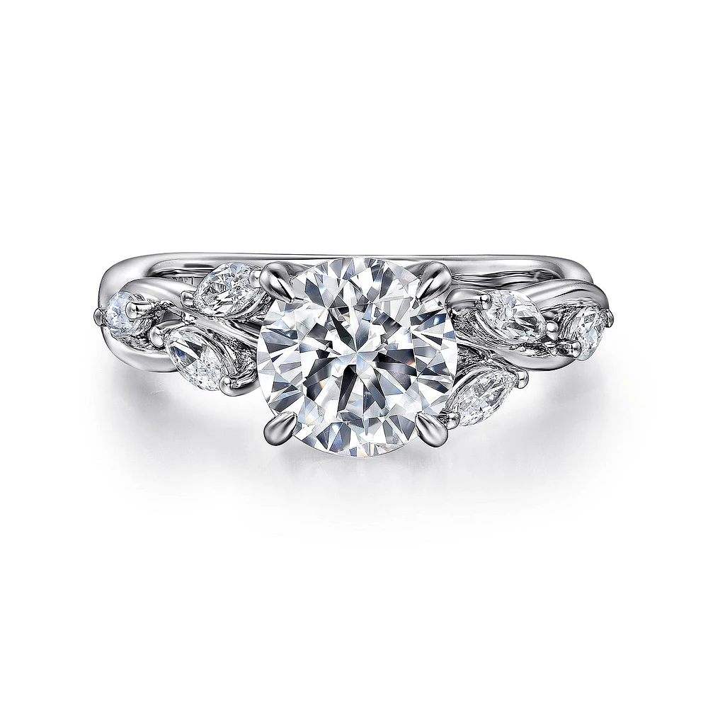 Gabriel & Co 7.4 Engagement Ring 14K White Gold Floral Nouveau ER16195R6W43JJ