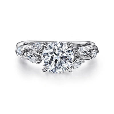 Gabriel & Co 7.4 Engagement Ring 14K White Gold Floral Nouveau ER16195R6W43JJ