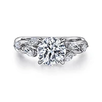 Gabriel & Co 7.4 Engagement Ring 14K White Gold Floral Nouveau ER16195R6W43JJ