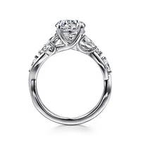 Gabriel & Co 7.4 Engagement Ring 14K White Gold Floral Nouveau ER16195R6W43JJ