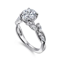 Gabriel & Co 7.4 Engagement Ring 14K White Gold Floral Nouveau ER16195R6W43JJ