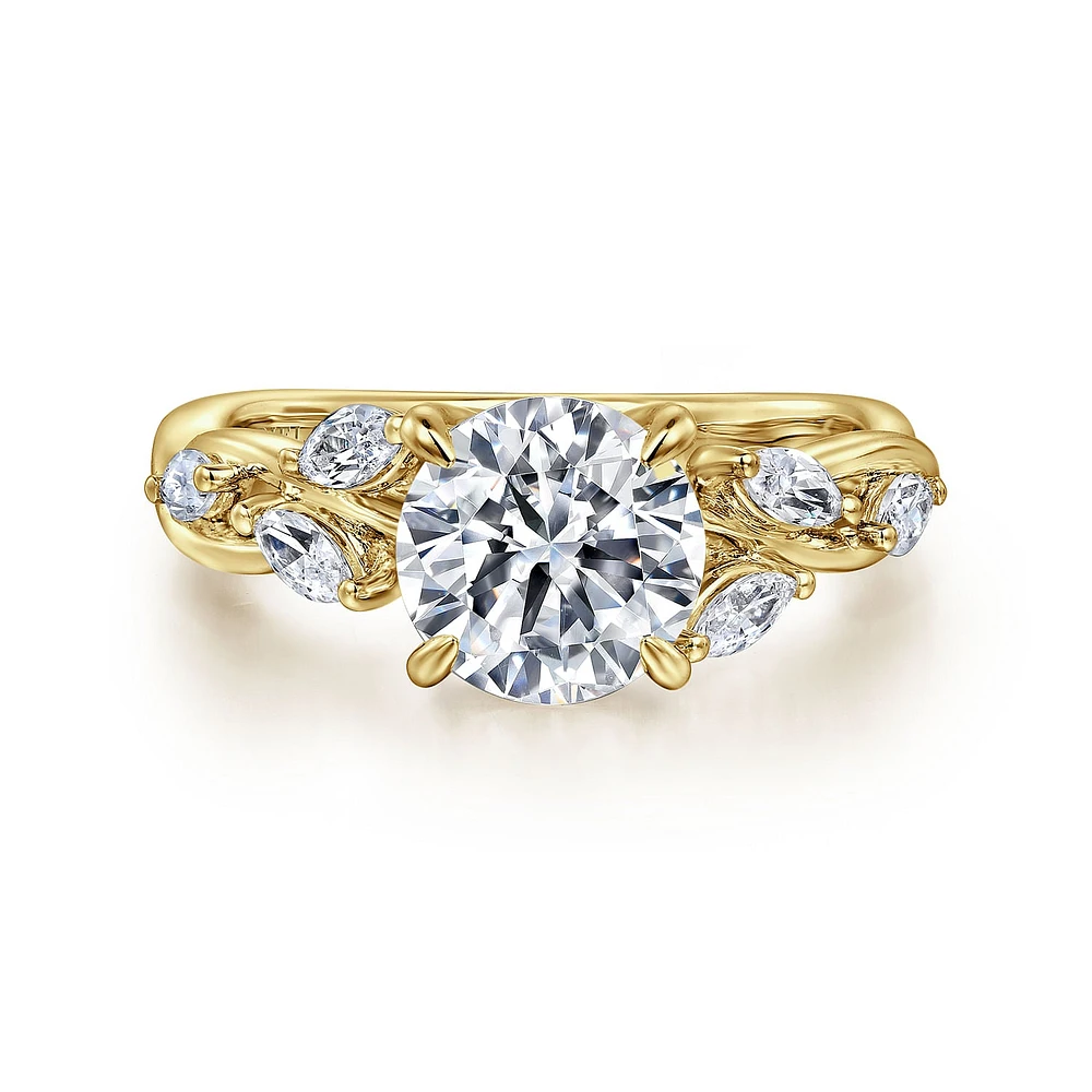 Gabriel & Co 7.4 Engagement Ring 14K Yellow Gold Floral Nouveau ER16195R6Y43JJ