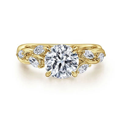 Gabriel & Co 7.4 Engagement Ring 14K Yellow Gold Floral Nouveau ER16195R6Y43JJ