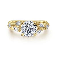 Gabriel & Co 7.4 Engagement Ring 14K Yellow Gold Floral Nouveau ER16195R6Y43JJ