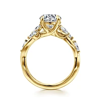 Gabriel & Co 7.4 Engagement Ring 14K Yellow Gold Floral Nouveau ER16195R6Y43JJ