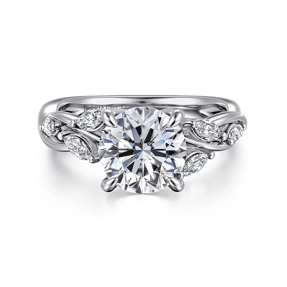 Gabriel & Co 8 Engagement Ring 14K White Gold Floral Nouveau ER16195R8W43JJ