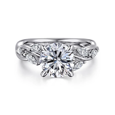 Gabriel & Co 8 Engagement Ring 14K White Gold Floral Nouveau ER16195R8W43JJ