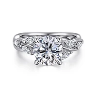 Gabriel & Co 8 Engagement Ring 14K White Gold Floral Nouveau ER16195R8W43JJ