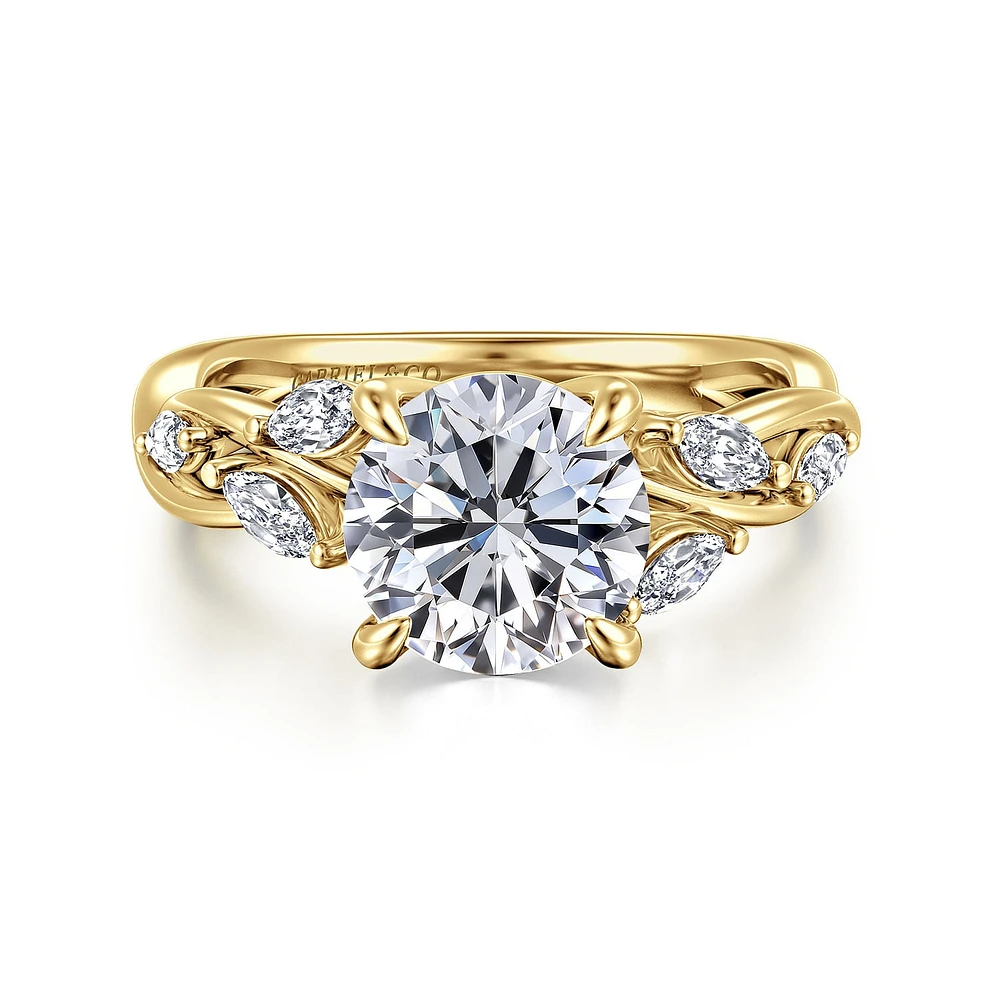 Gabriel & Co 8 Engagement Ring 14K Yellow Gold Floral Nouveau ER16195R8Y43JJ