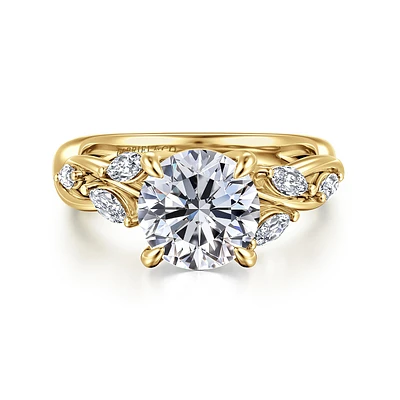 Gabriel & Co 8 Engagement Ring 14K Yellow Gold Floral Nouveau ER16195R8Y43JJ