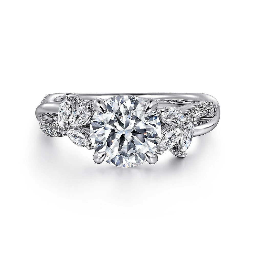 Gabriel & Co 7.4 Engagement Ring 14K White Gold Floral Nouveau ER16196R6W44JJ