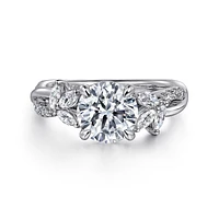 Gabriel & Co 7.4 Engagement Ring 14K White Gold Floral Nouveau ER16196R6W44JJ