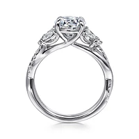 Gabriel & Co 7.4 Engagement Ring 14K White Gold Floral Nouveau ER16196R6W44JJ