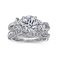 Gabriel & Co 7.4 Engagement Ring 14K White Gold Floral Nouveau ER16196R6W44JJ