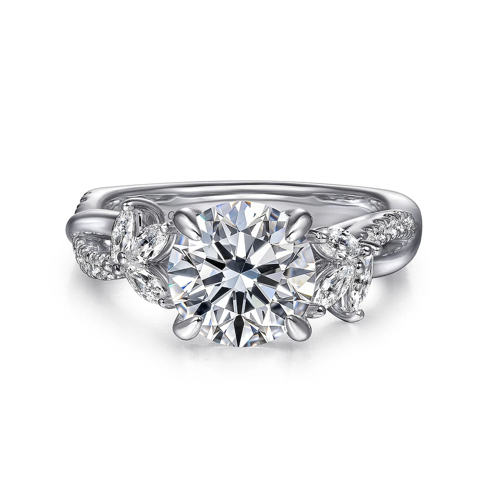 Gabriel & Co 8 Engagement Ring 14K White Gold Floral Nouveau ER16196R8W44JJ