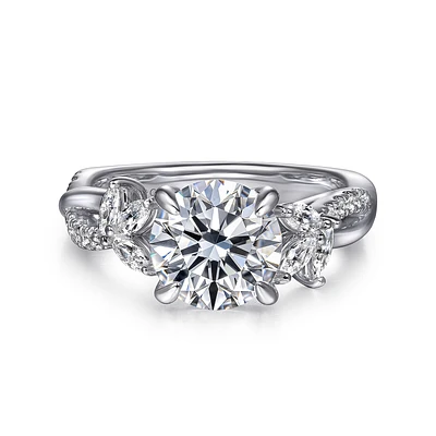 Gabriel & Co 8 Engagement Ring 14K White Gold Floral Nouveau ER16196R8W44JJ