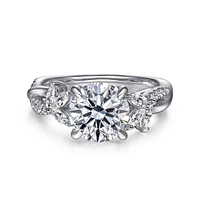 Gabriel & Co 8 Engagement Ring 14K White Gold Floral Nouveau ER16196R8W44JJ