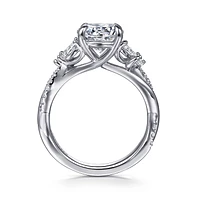 Gabriel & Co 8 Engagement Ring 14K White Gold Floral Nouveau ER16196R8W44JJ