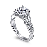Gabriel & Co 8 Engagement Ring 14K White Gold Floral Nouveau ER16196R8W44JJ